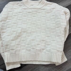White knit fisherman sweater